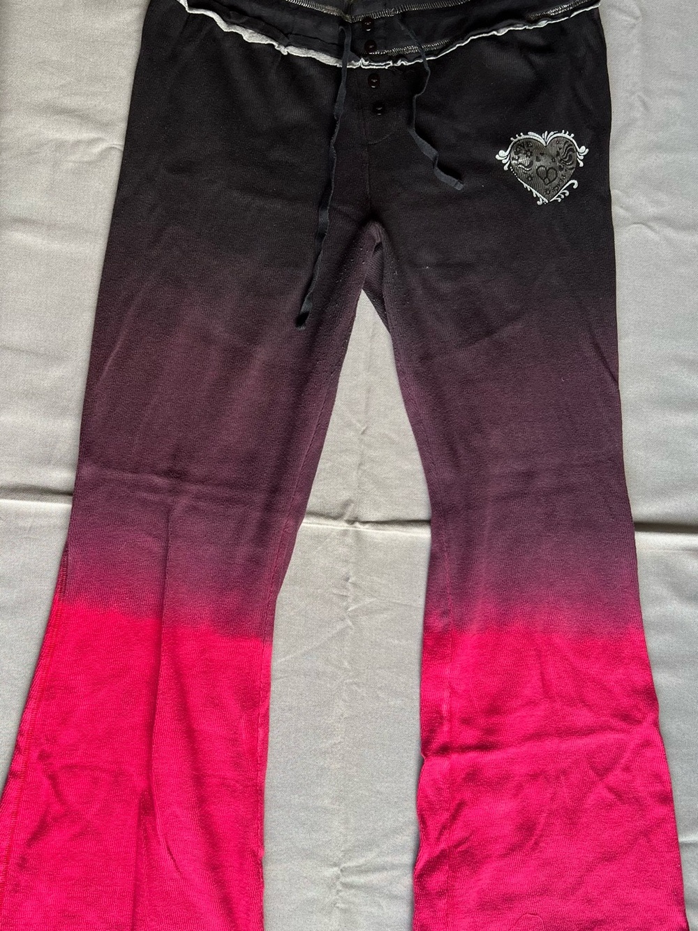 Rue21 Girls Black-to-Pink Ombre Sweatpants with Heart Accent